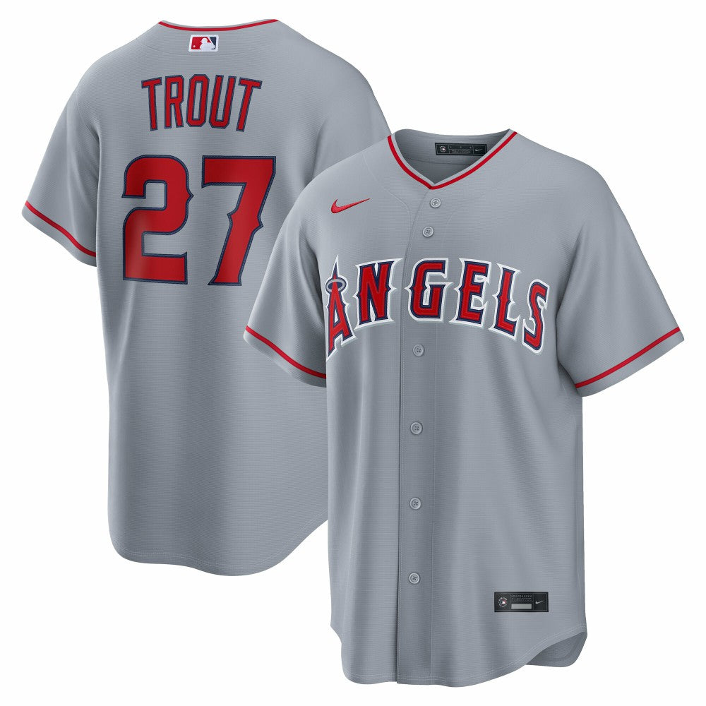 Mike Trout Los Angeles Angels Nike Road Replica Jersey - Gray - Nike Discount