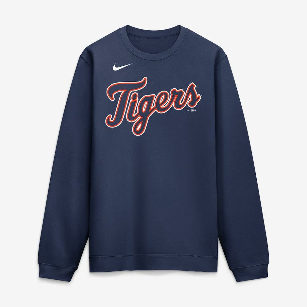 Detroit Tigers Nike Primetime Wordmark Sweatshirt - Navy - Nike Lifestyle