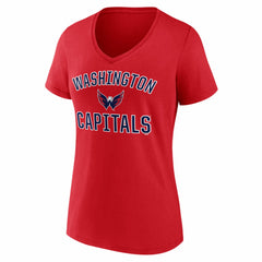 Washington Capitals Logo Athletic Women's Arch Victory V-Neck T-Shirt - Red - NHL 2001552665