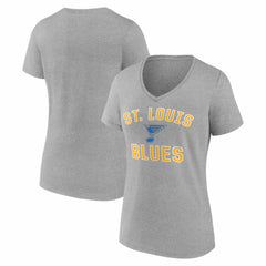 St. Louis Blues Logo Athletic Women's Arch Victory V-Neck T-Shirt - Heather Gray - NHL 2001552671