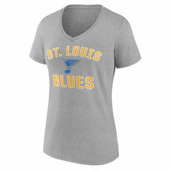 St. Louis Blues Logo Athletic Women's Arch Victory V-Neck T-Shirt - Heather Gray - NHL 2001552671