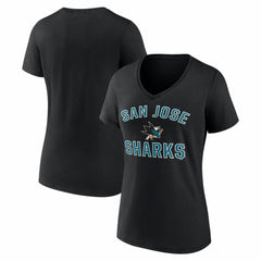 San Jose Sharks Logo Athletic Women's Arch Victory V-Neck T-Shirt - Black - NHL 2001552673