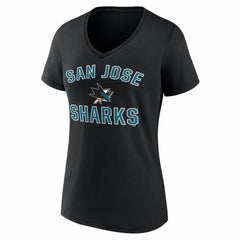 San Jose Sharks Logo Athletic Women's Arch Victory V-Neck T-Shirt - Black - NHL 2001552673