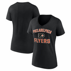 Philadelphia Flyers Logo Athletic Women's Arch Victory V-Neck T-Shirt - Black - NHL 2001552675