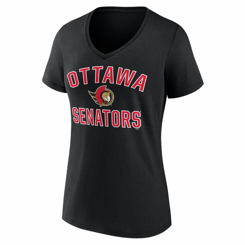 Ottawa Senators Logo Athletic Women's Arch Victory V-Neck T-Shirt - Black - NHL 2001552676