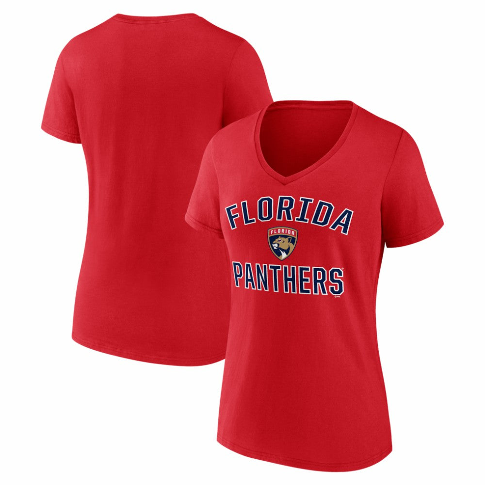 Florida Panthers Logo Athletic Women's Arch Victory V-Neck T-Shirt - Red - NHL 2001552684