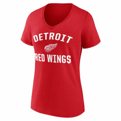 Detroit Red Wings Logo Athletic Women's Arch Victory V-Neck T-Shirt - Red - NHL 2001552686