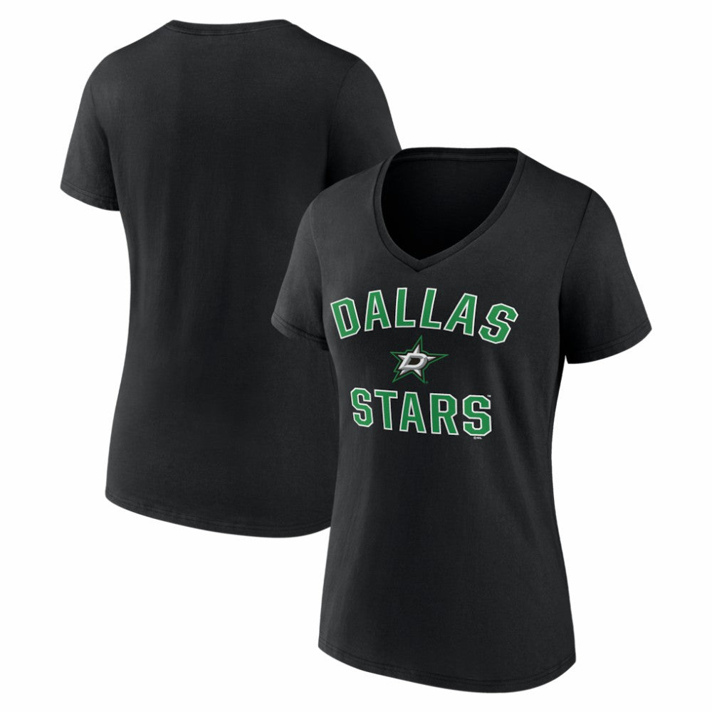 Dallas Stars Logo Athletic Women's Arch Victory V-Neck T-Shirt - Black - NHL 2001552687