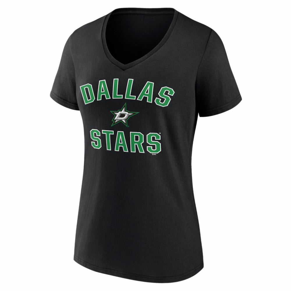 Dallas Stars Logo Athletic Women's Arch Victory V-Neck T-Shirt - Black - NHL 2001552687