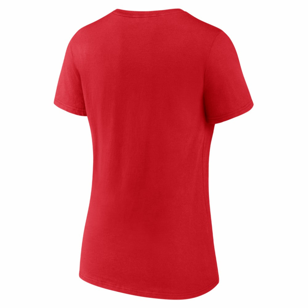 Calgary Flames Logo Athletic Women's Arch Victory V-Neck T-Shirt - Red - NHL 2001552692