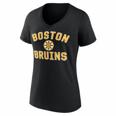 Boston Bruins Logo Athletic Women's Arch Victory V-Neck T-Shirt - Black - NHL 2001552694