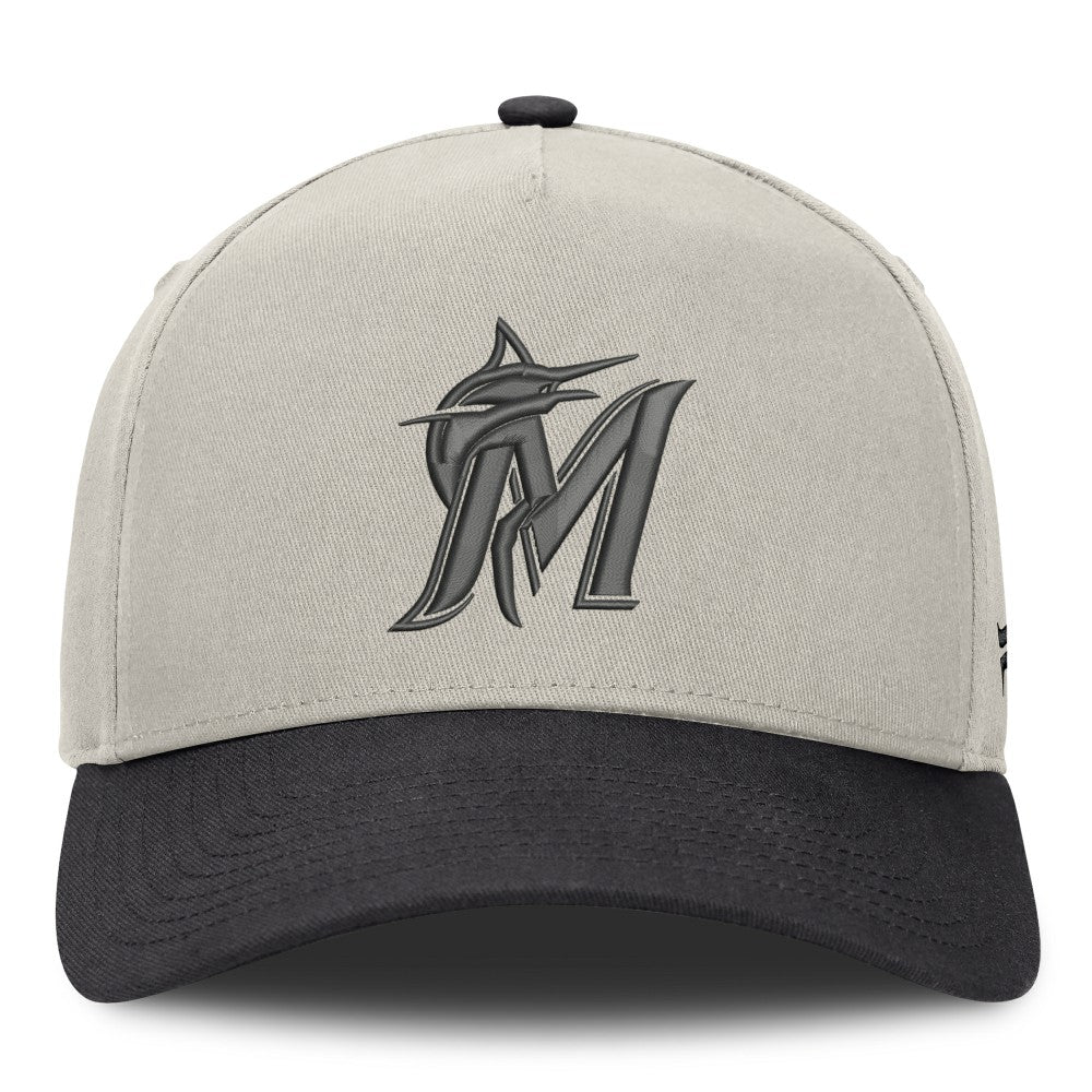Miami Marlins Fanatics Wonder A-Frame Adjustable Hat - Stone/Graphite - Fanatics on Sale