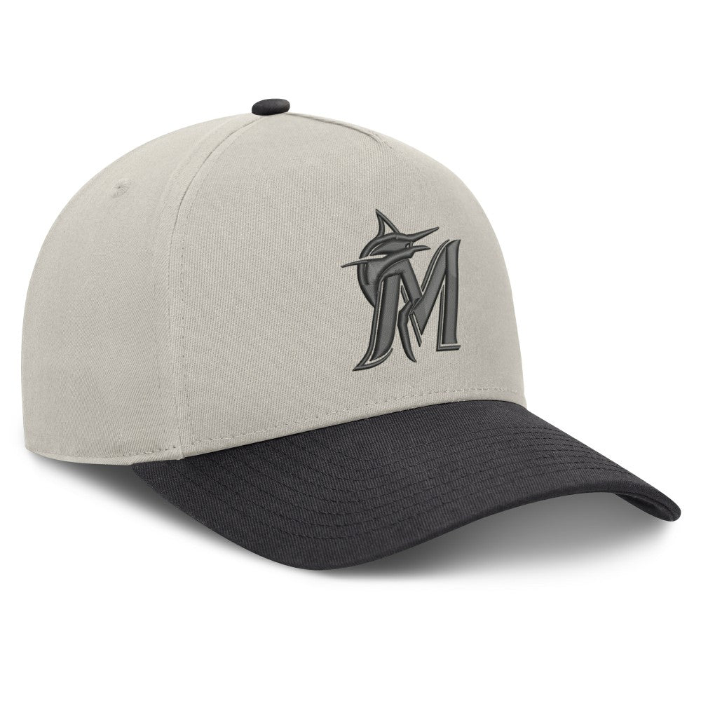 Miami Marlins Fanatics Wonder A-Frame Adjustable Hat - Stone/Graphite - Fanatics on Sale