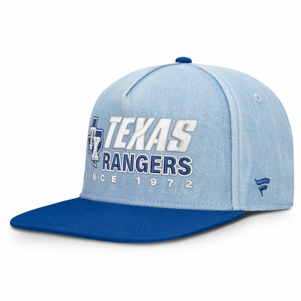 Texas Rangers Fanatics Twinbill Snapback Hat - Denim - Fanatics Sale