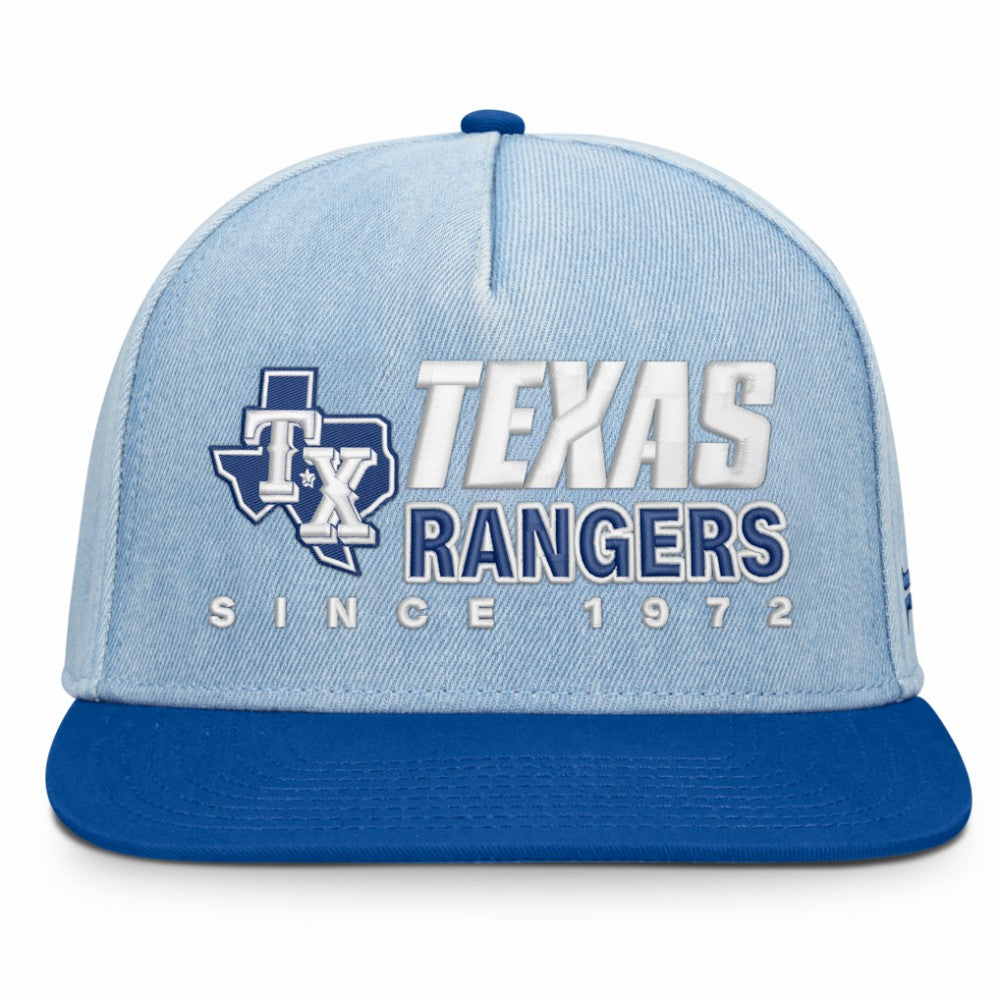 Texas Rangers Fanatics Twinbill Snapback Hat - Denim - Fanatics Sale