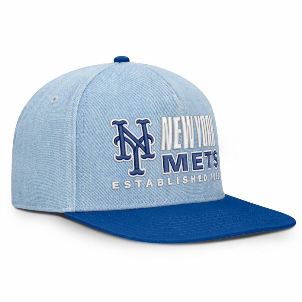 New York Mets Fanatics Twinbill Snapback Hat - Denim - Fanatics on Sale