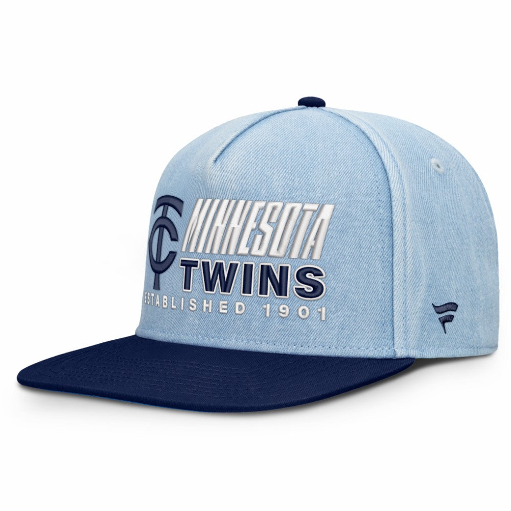 Minnesota Twins Fanatics Twinbill Snapback Hat - Denim - Fanatics on Sale