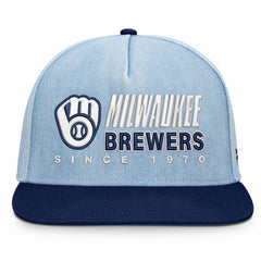 Milwaukee Brewers Fanatics Twinbill Snapback Hat - Denim - Fanatics on Sale