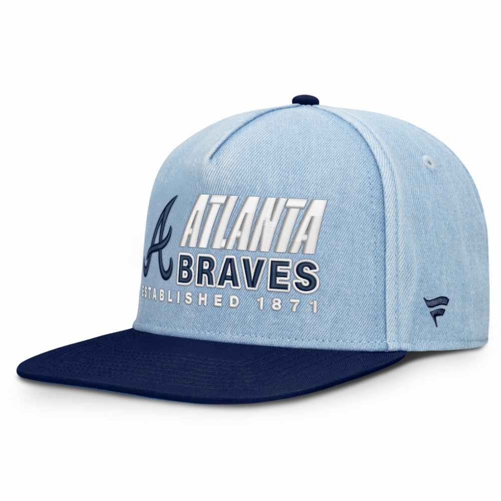Atlanta Braves Fanatics Twinbill Snapback Hat - Denim - Fanatics Lifestyle