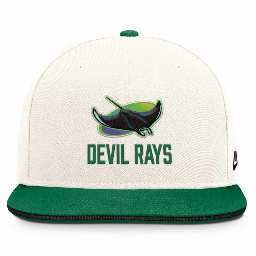Tampa Bay Rays Nike Cooperstown Pro Dri-FIT Snapback Hat - Cream/Green - Nike Sale
