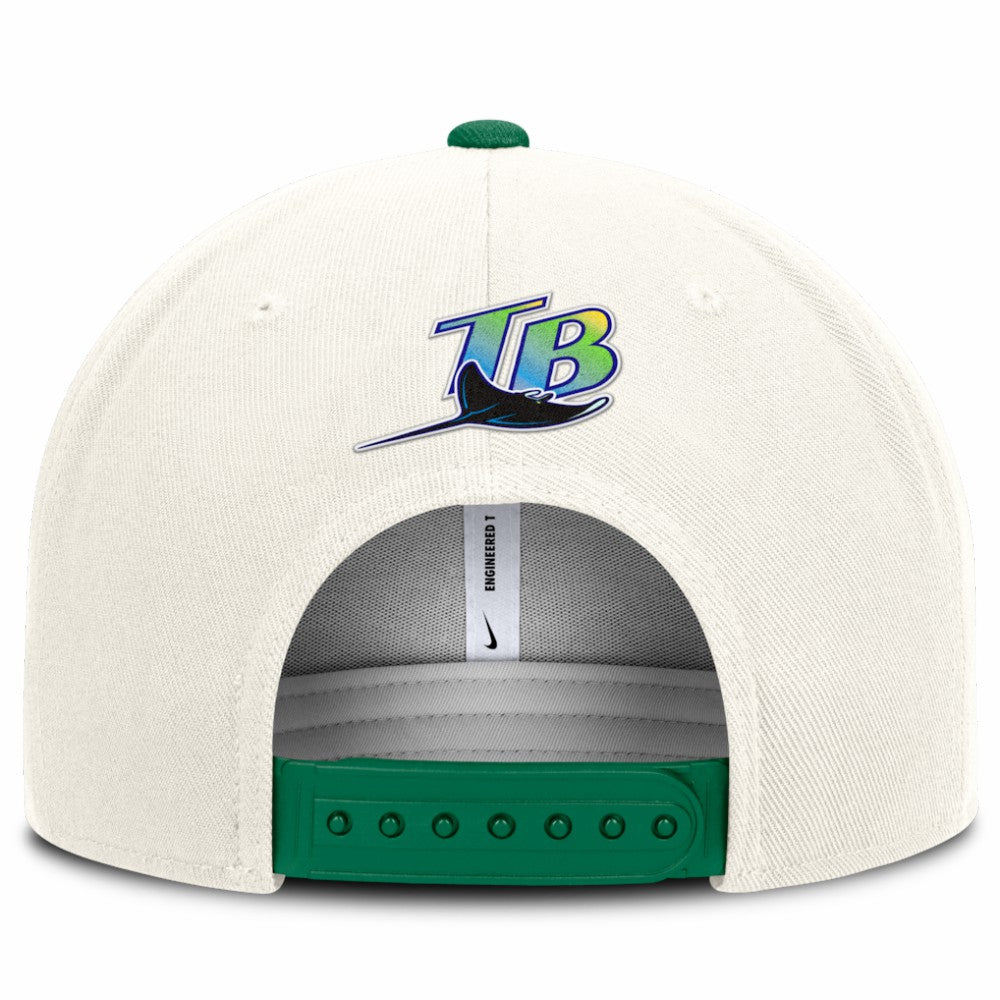 Tampa Bay Rays Nike Cooperstown Pro Dri-FIT Snapback Hat - Cream/Green - Nike Sale
