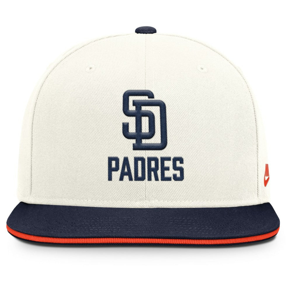 San Diego Padres Nike Cooperstown Pro Dri-FIT Snapback Hat - Cream/Navy - Nike Sale