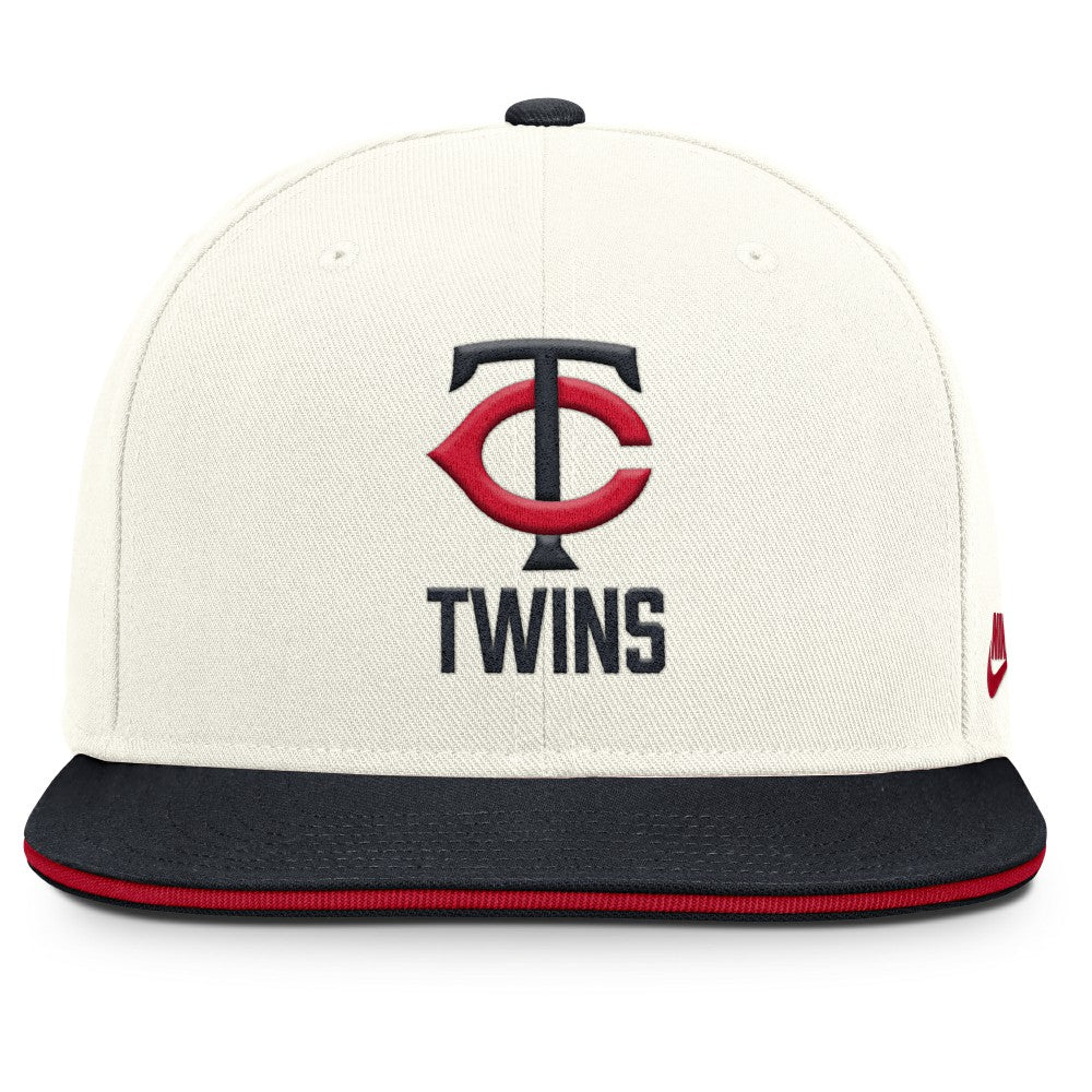 Minnesota Twins Nike Cooperstown Pro Dri-FIT Snapback Hat - Cream/Navy - Nike on Sale