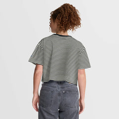 Nike Detroit Lions Women's Striped Cropped T-Shirt Black/Cream