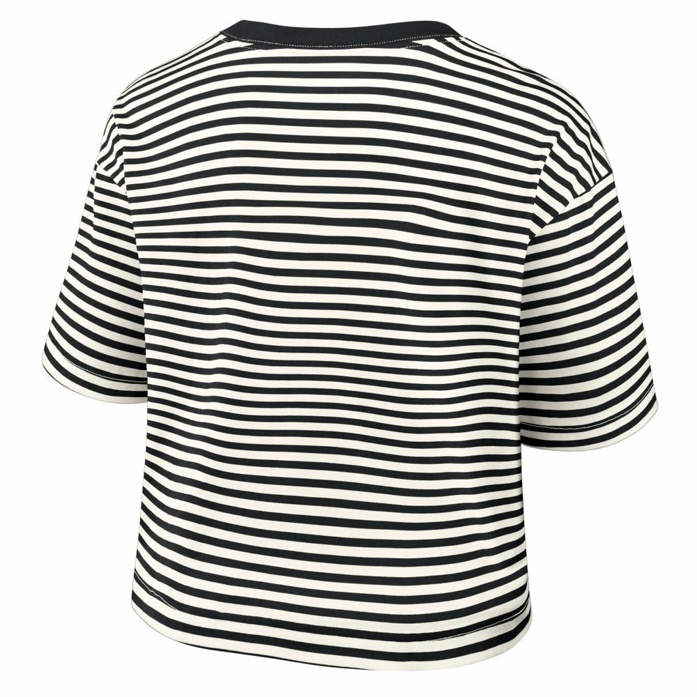Nike Detroit Lions Women's Striped Cropped T-Shirt Black/Cream