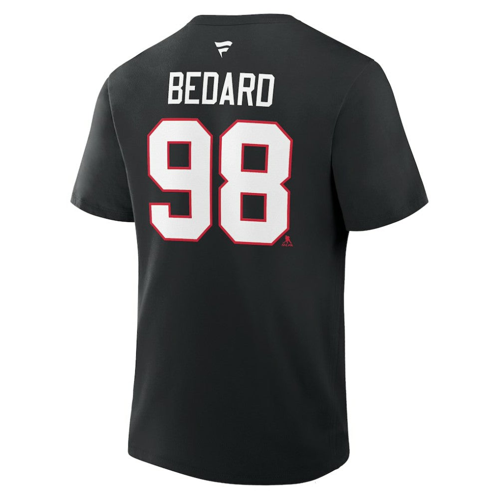 Connor Bedard Chicago Blackhawks Fanatics Authentic Stack Name & Number T-Shirt - Black - NHL 2001569320
