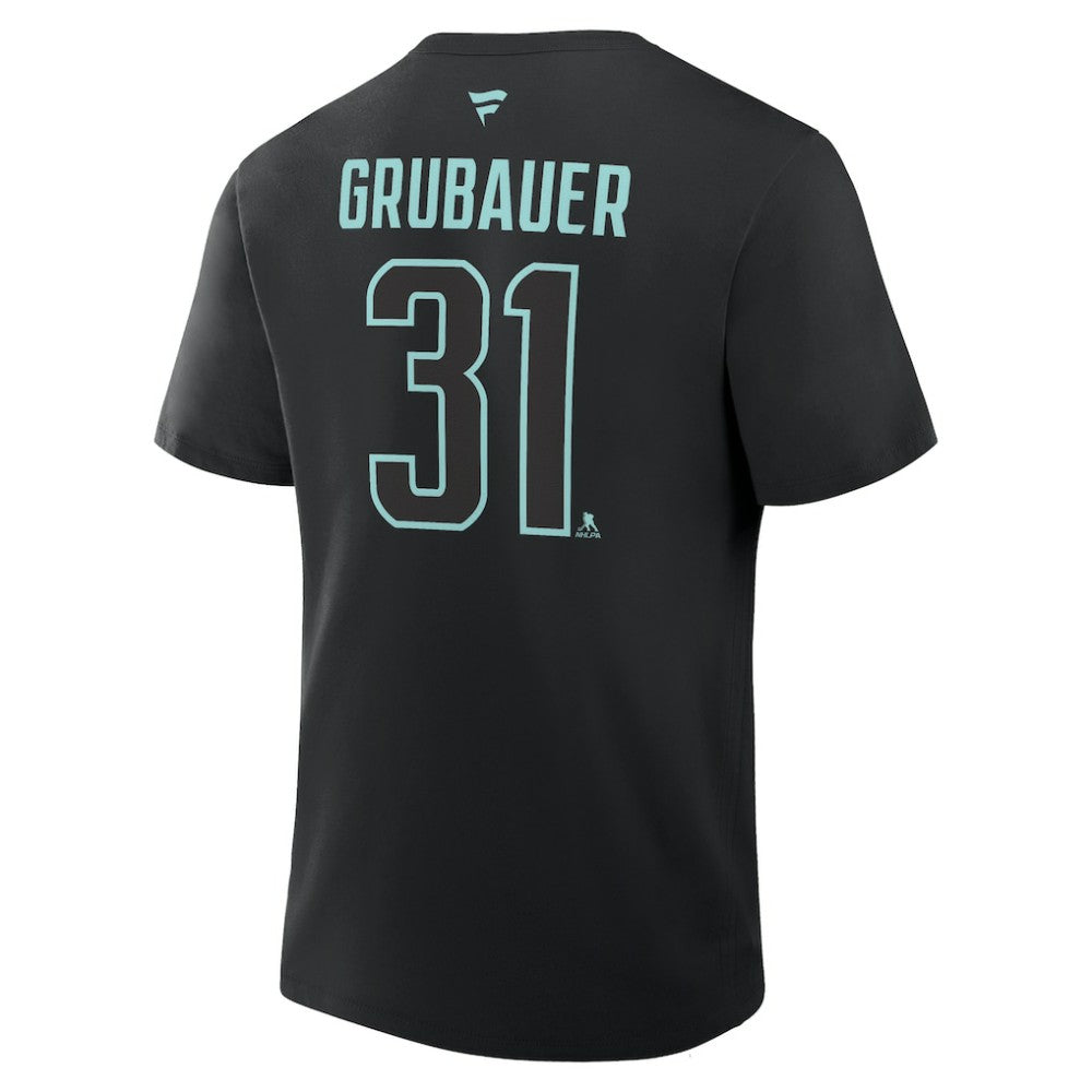 Philipp Grubauer Seattle Kraken Fanatics Authentic Stack Name & Number T-Shirt - Black - NHL 2001569442