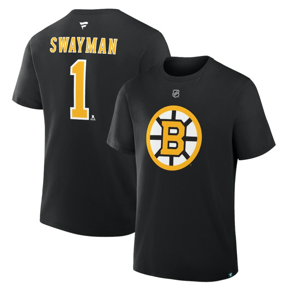 Jeremy Swayman Boston Bruins Fanatics Authentic Stack Name & Number T-Shirt - Black - NHL 2001569533