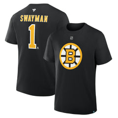 Jeremy Swayman Boston Bruins Fanatics Authentic Stack Name & Number T-Shirt - Black - NHL 2001569533