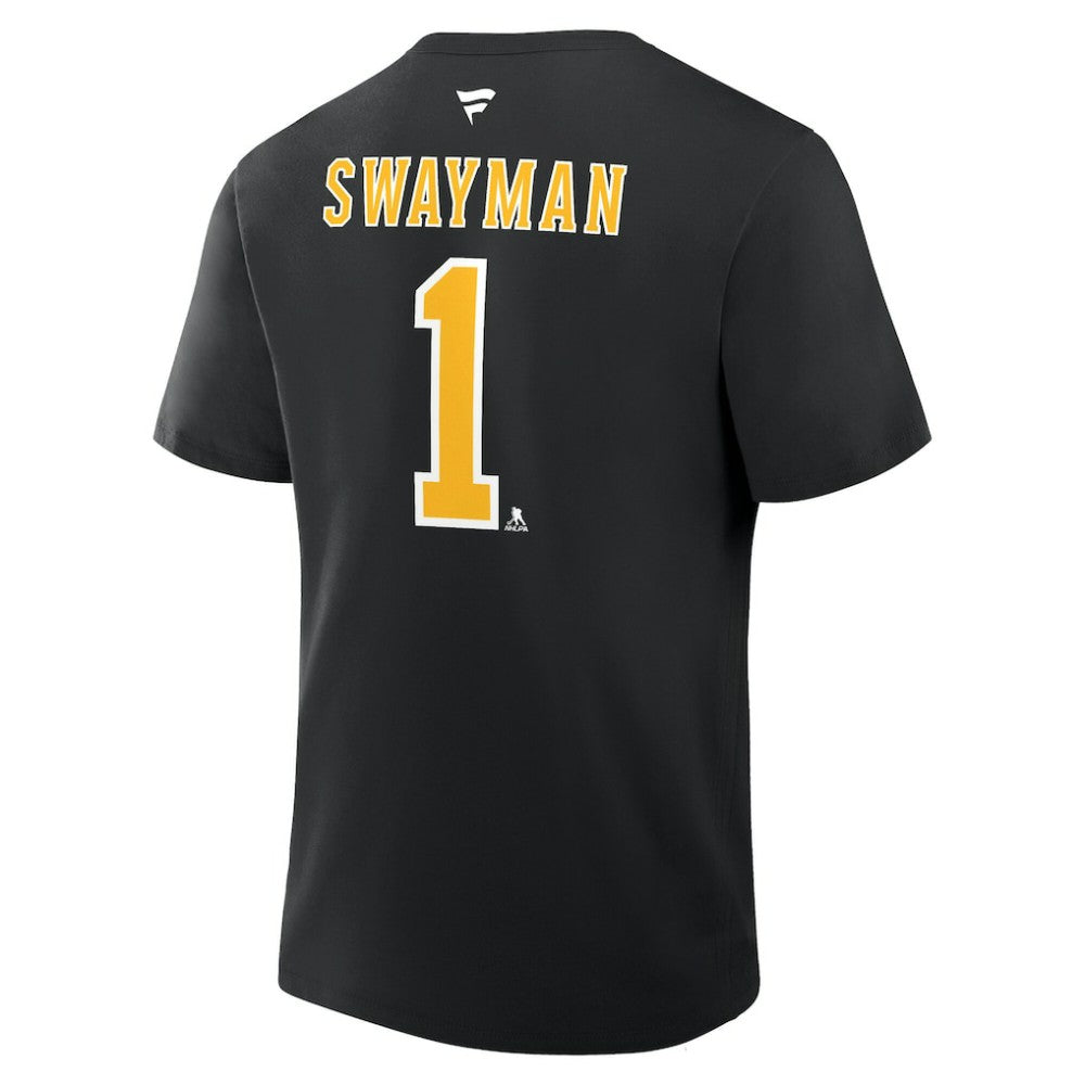 Jeremy Swayman Boston Bruins Fanatics Authentic Stack Name & Number T-Shirt - Black - NHL 2001569533