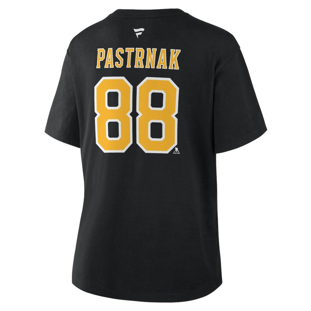 David Pastrnak Boston Bruins Fanatics Women's Authentic Stack Name & Number T-Shirt - Black - NHL 2001569535