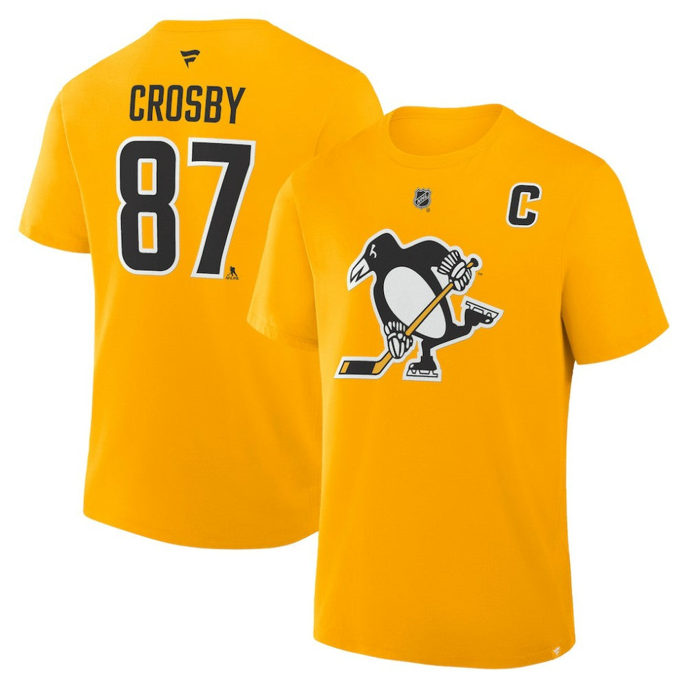 Sidney Crosby Pittsburgh Penguins Fanatics Authentic Stack Name & Number T-Shirt - Gold - NHL 2001570559