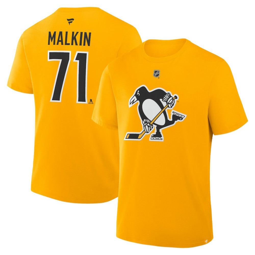 Evgeni Malkin Pittsburgh Penguins Fanatics Authentic Stack Name & Number T-Shirt - Gold - NHL 2001570561