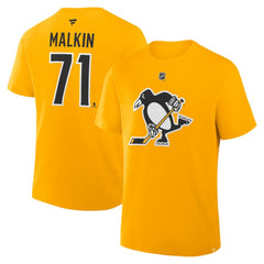 Evgeni Malkin Pittsburgh Penguins Fanatics Authentic Stack Name & Number T-Shirt - Gold - NHL 2001570561