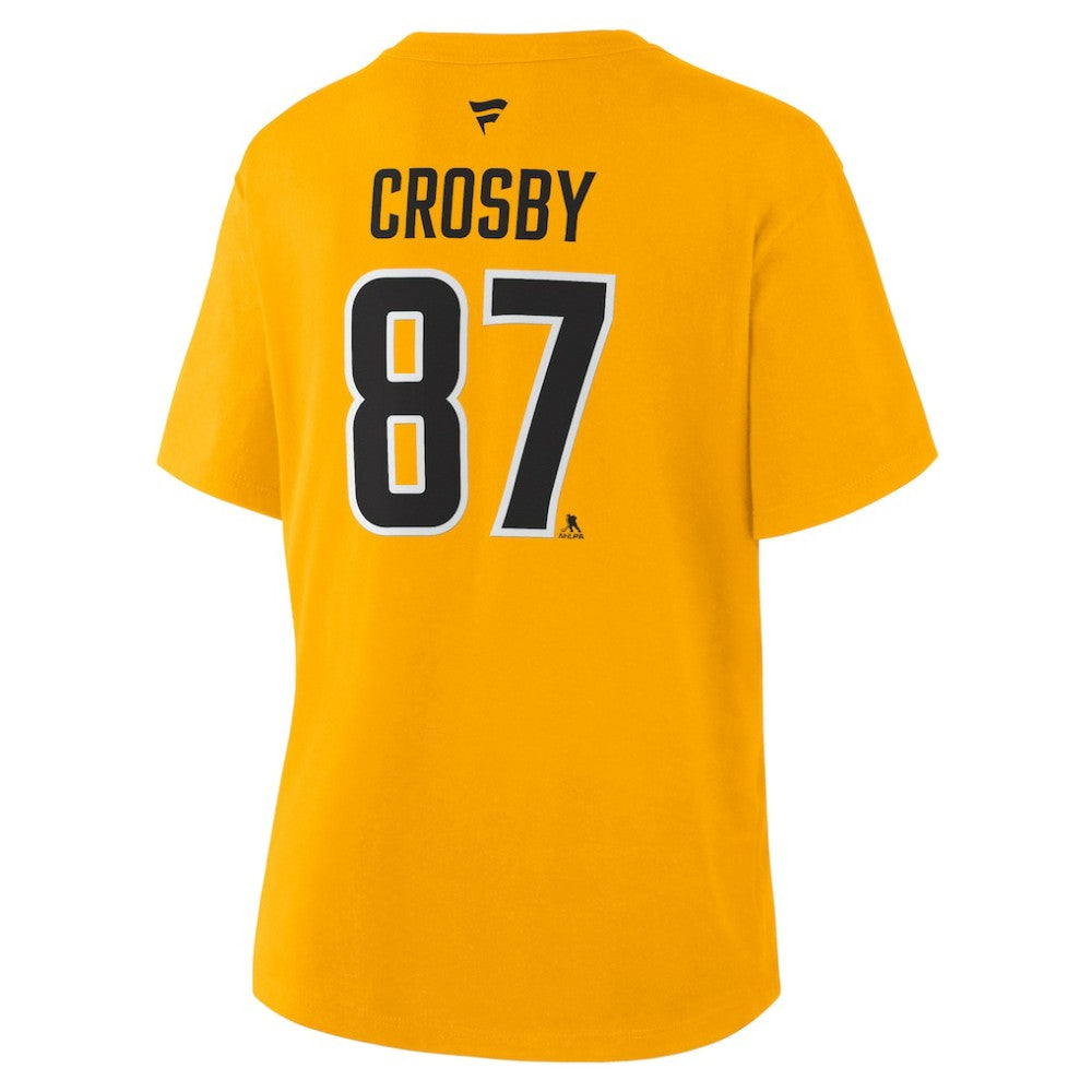 Sidney Crosby Pittsburgh Penguins Fanatics Women's Authentic Stack Name & Number T-Shirt - Gold - NHL 2001570564