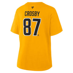 Sidney Crosby Pittsburgh Penguins Fanatics Women's Authentic Stack Name & Number T-Shirt - Gold - NHL 2001570564