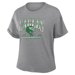 Fanatics Philadelphia Eagles Women's Overplayed Tribute Tri-Blend Boxy T-Shirt Heather Gray