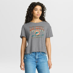 Fanatics Miami Dolphins Women's Overplayed Tribute Tri-Blend Boxy T-Shirt Heather Gray