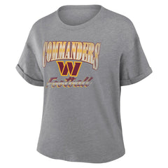 Fanatics Washington Commanders Women's Overplayed Tribute Tri-Blend Boxy T-Shirt Heather Gray