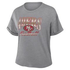 Fanatics San Francisco 49ers Women's Overplayed Tribute Tri-Blend Boxy T-Shirt Heather Gray