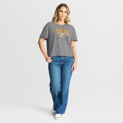 Fanatics Pittsburgh Steelers Women's Overplayed Tribute Tri-Blend Boxy T-Shirt Heather Gray