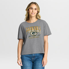 Fanatics Green Bay Packers Women's Overplayed Tribute Tri-Blend Boxy T-Shirt Heather Gray