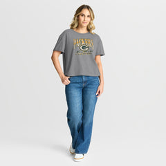 Fanatics Green Bay Packers Women's Overplayed Tribute Tri-Blend Boxy T-Shirt Heather Gray