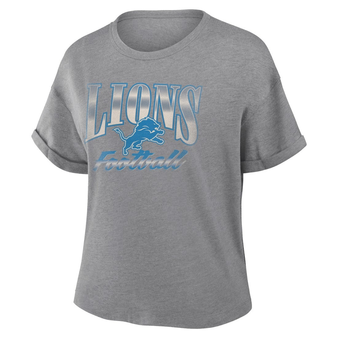 Fanatics Detroit Lions Women's Overplayed Tribute Tri-Blend Boxy T-Shirt Heather Gray