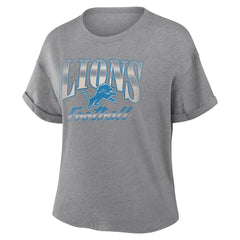 Fanatics Detroit Lions Women's Overplayed Tribute Tri-Blend Boxy T-Shirt Heather Gray