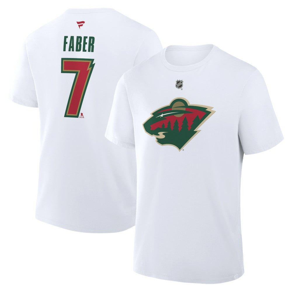 Brock Faber Minnesota Wild Fanatics Authentic Stack Name & Number T-Shirt - White - NHL 2001571384